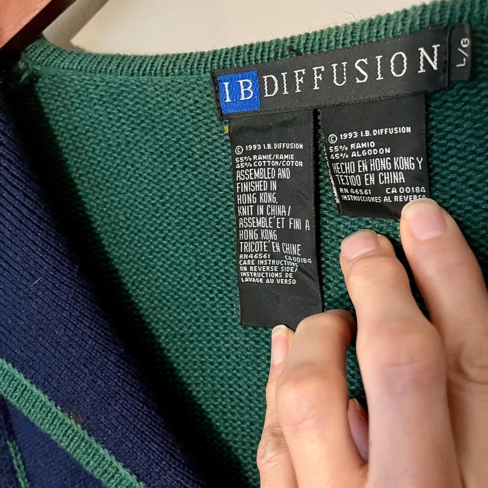 Vintage 90s I.B. Diffusion Colorful Geometric Grandma Core Cardigan Sweater L - Picture 6 of 12